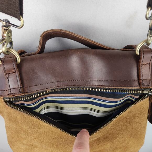 Jesslyn Blake 100% Leather & Suede Messenger Bag Brown/Tan Crossbody Option EUC - Picture 5 of 16